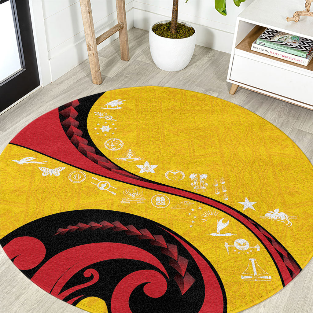Papua New Guinea Independence Round Carpet Special Style Yellow Version LT05 Yellow - Polynesian Pride