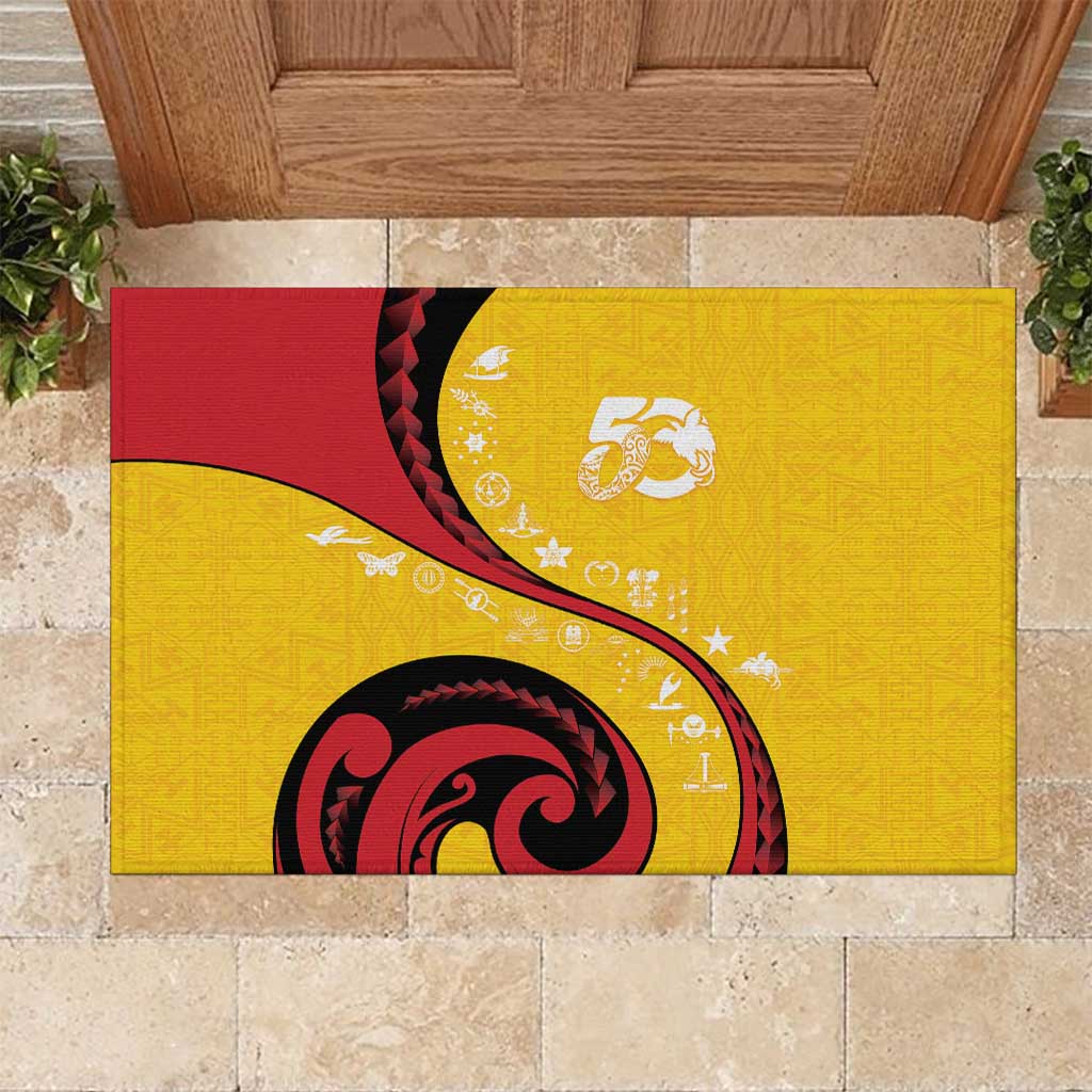 Papua New Guinea 50th Independence Anniversary Rubber Doormat Special Style Yellow Version - Polynesian Pride