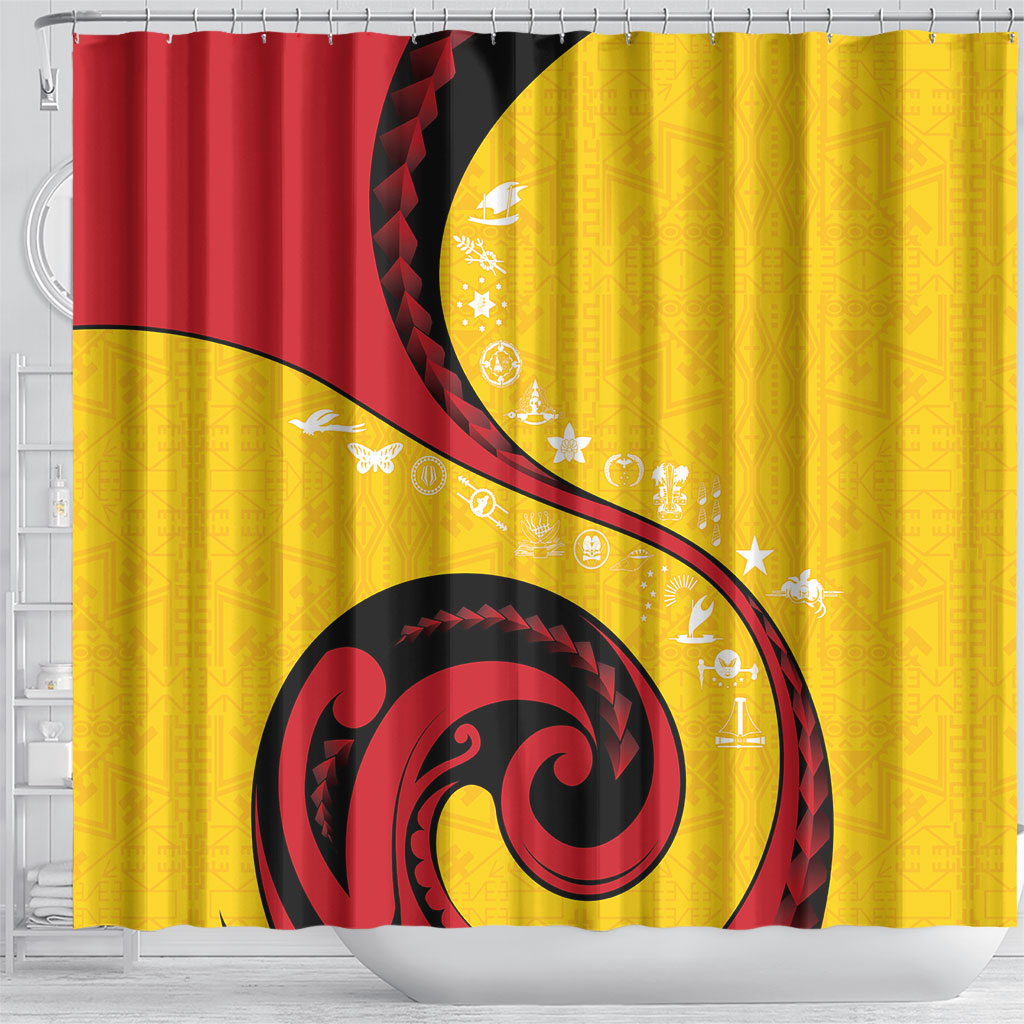 Papua New Guinea Independence Shower Curtain Special Style Yellow Version LT05 - Polynesian Pride