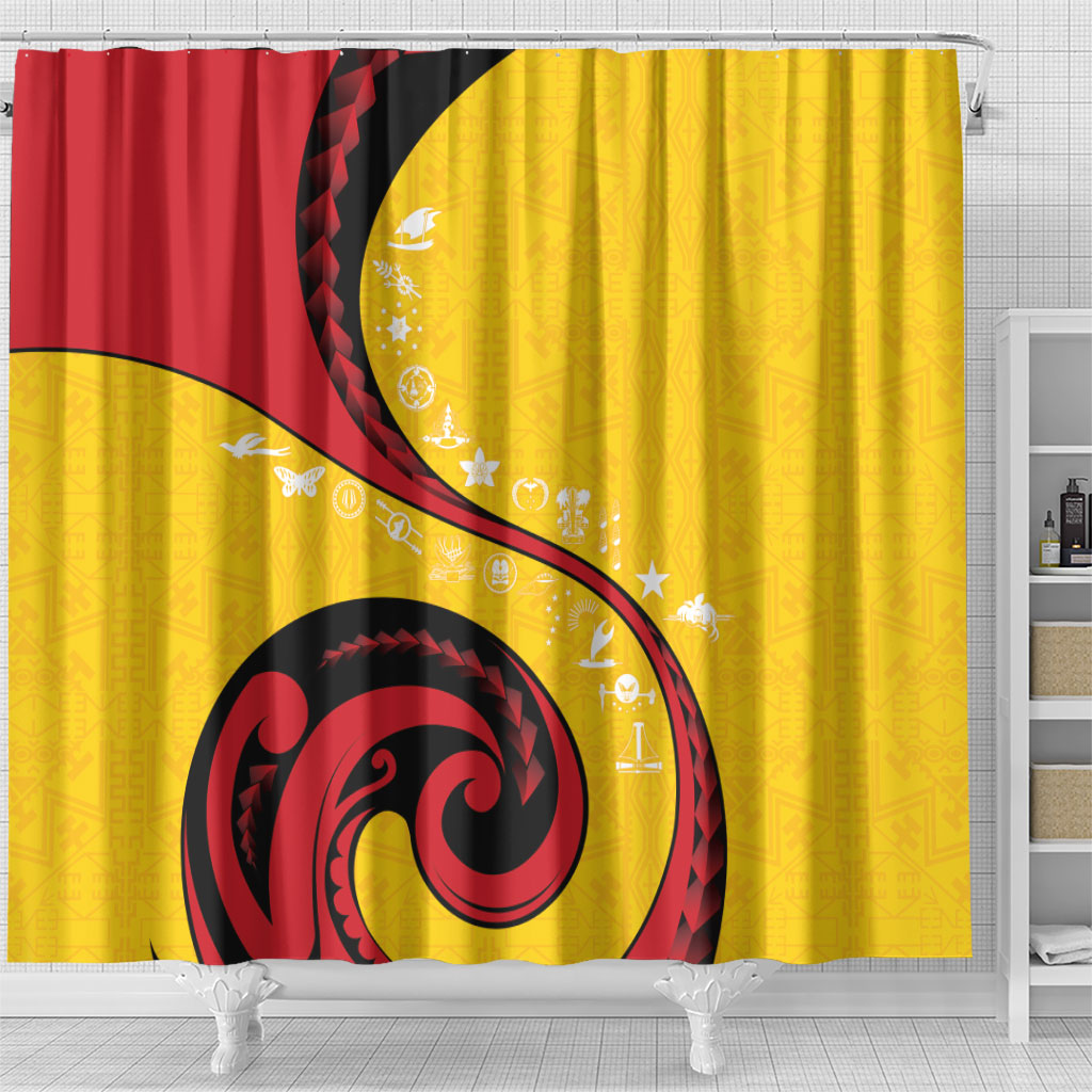 Papua New Guinea Independence Shower Curtain Special Style Yellow Version LT05 - Polynesian Pride