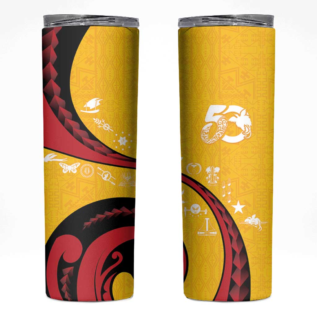 Papua New Guinea 50th Independence Anniversary Skinny Tumbler Special Style Yellow Version - Polynesian Pride