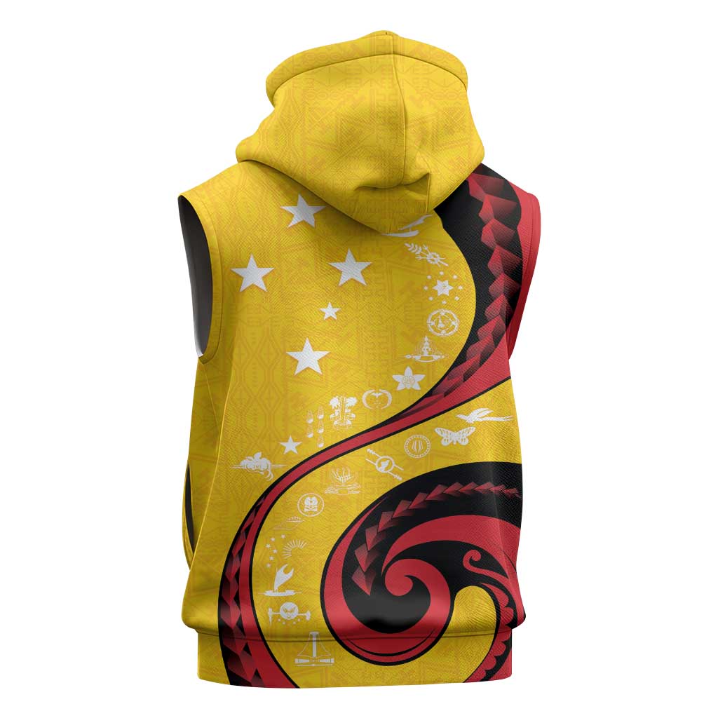 Papua New Guinea 50th Independence Anniversary Sleeveless Zip Hoodie Special Style Yellow Version - Polynesian Pride