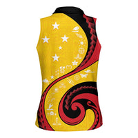 Papua New Guinea 50th Independence Anniversary Women Sleeveless Polo Shirt Special Style Yellow Version LT05 - Polynesian Pride