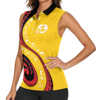 Papua New Guinea 50th Independence Anniversary Women Sleeveless Polo Shirt Special Style Yellow Version LT05 - Polynesian Pride