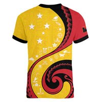 Papua New Guinea 50th Independence Anniversary Women V-Neck T-Shirt Special Style Yellow Version LT05 - Polynesian Pride