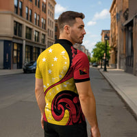 Papua New Guinea 50th Independence Anniversary Zipper Polo Shirt Special Style Yellow Version - Polynesian Pride