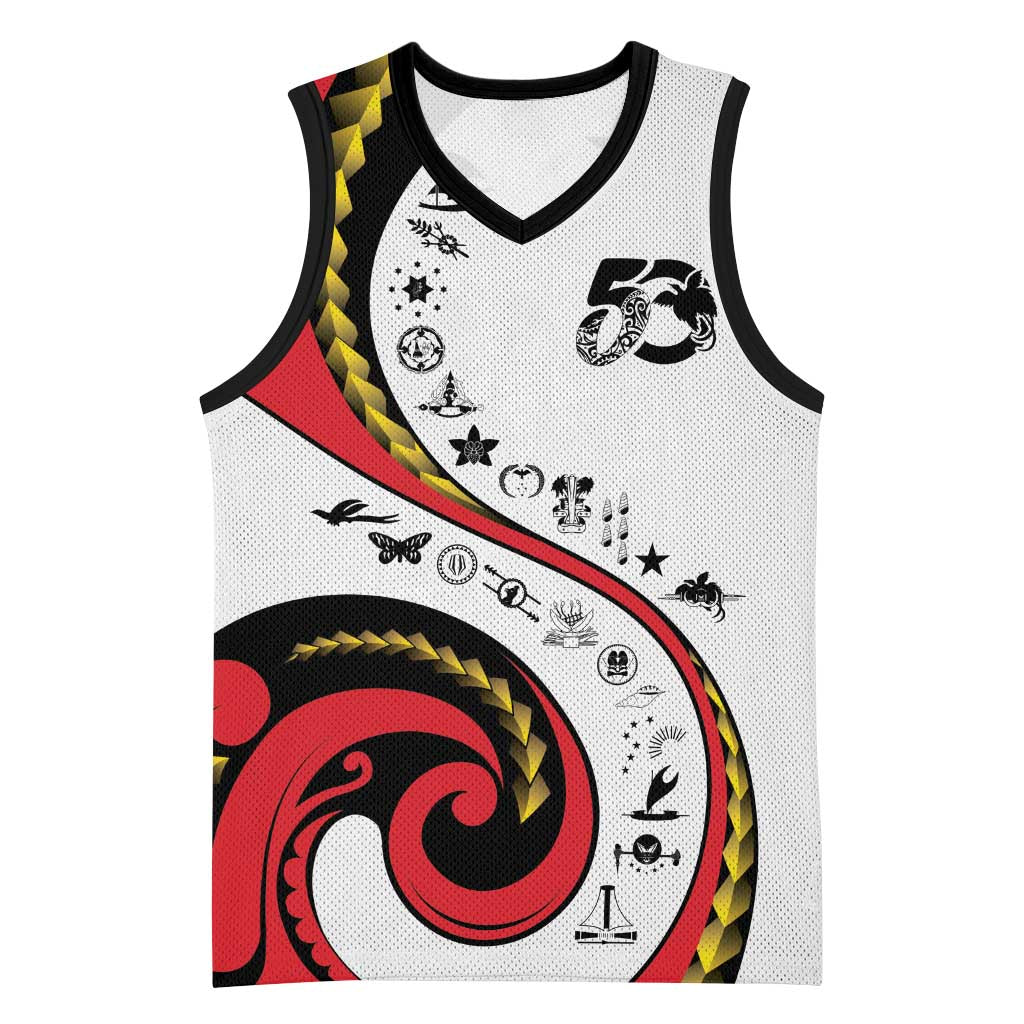Papua New Guinea 50th Independence Anniversary Basketball Jersey Special Style White Version - Polynesian Pride