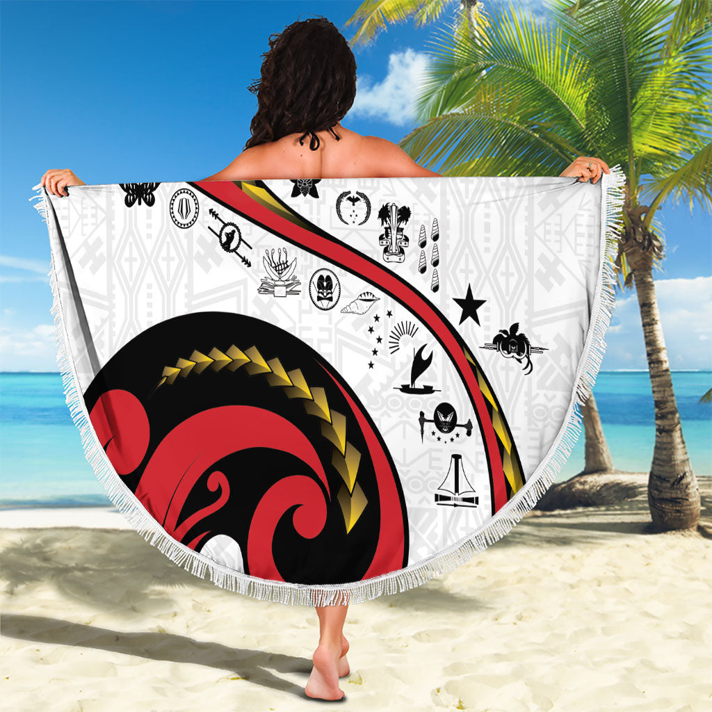 Papua New Guinea Independence Beach Blanket Special Style White Version LT05 - Polynesian Pride