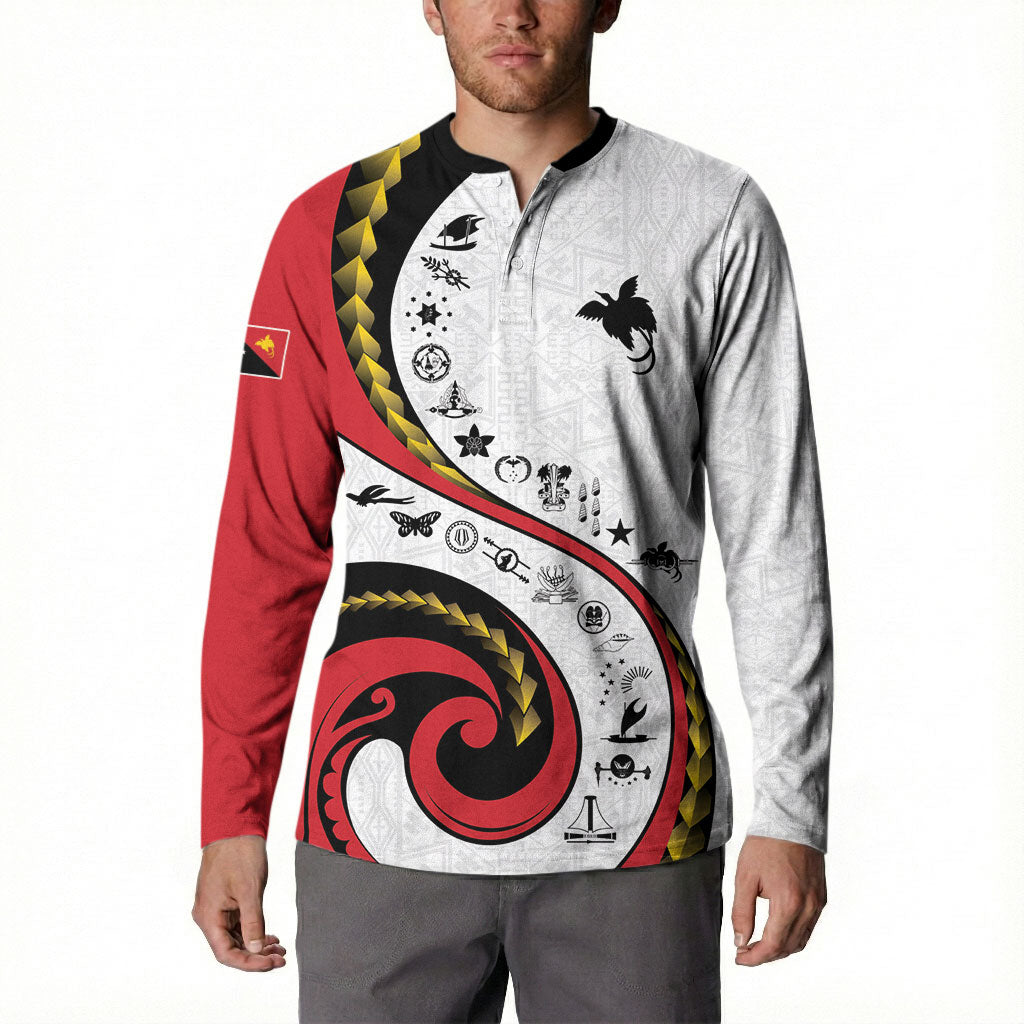 Papua New Guinea Independence Button Sweatshirt Special Style White Version LT05 - Polynesian Pride