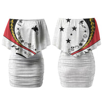Papua New Guinea Independence Couples Matching Off Shoulder Short Dress and Long Sleeve Button Shirt Special Style White Version LT05 - Polynesian Pride