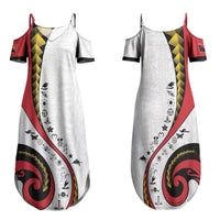 Papua New Guinea Independence Couples Matching Summer Maxi Dress and Hawaiian Shirt Special Style White Version LT05 - Polynesian Pride