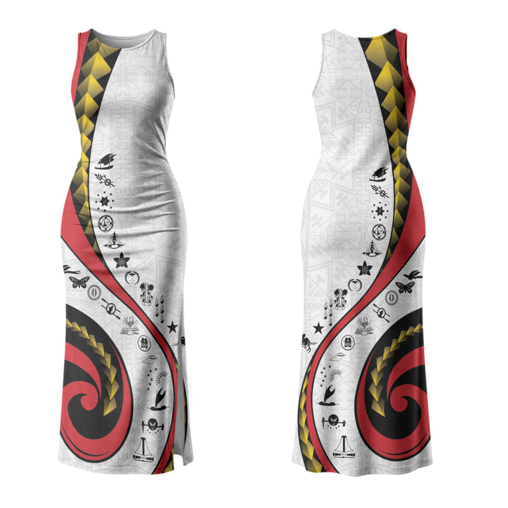 Papua New Guinea Independence Couples Matching Tank Maxi Dress and Long Sleeve Button Shirt Special Style White Version LT05 - Polynesian Pride