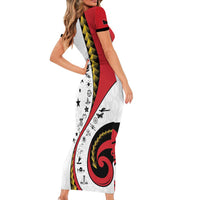 Papua New Guinea 50th Independence Anniversary Family Matching Short Sleeve Bodycon Dress and Hawaiian Shirt Special Style White Version LT05 - Polynesian Pride