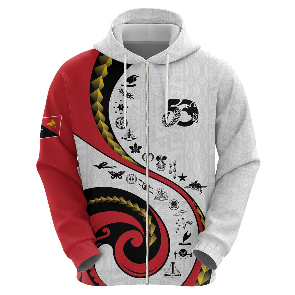Papua New Guinea 50th Independence Anniversary Hoodie Special Style White Version - Polynesian Pride