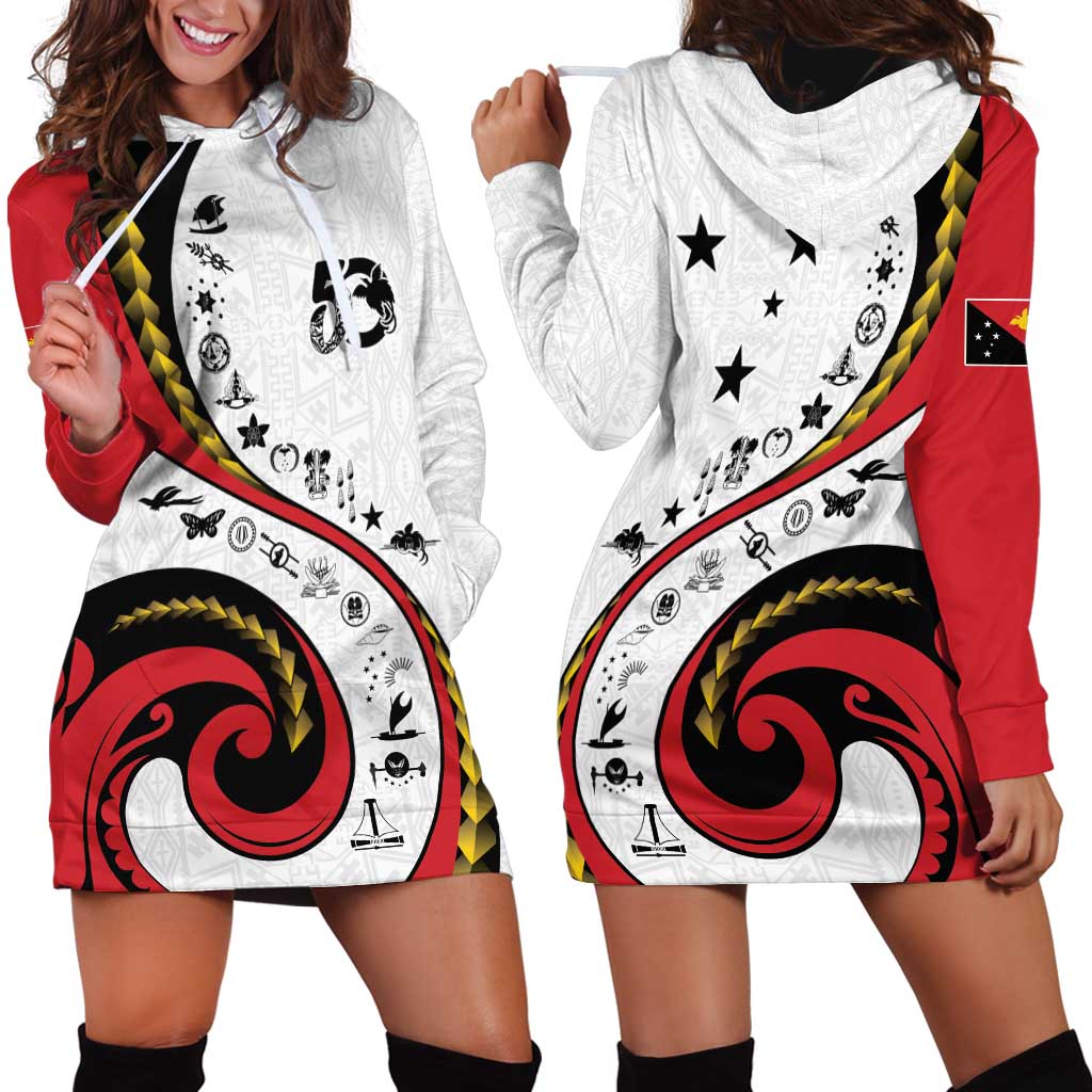 Papua New Guinea 50th Independence Anniversary Hoodie Dress Special Style White Version - Polynesian Pride