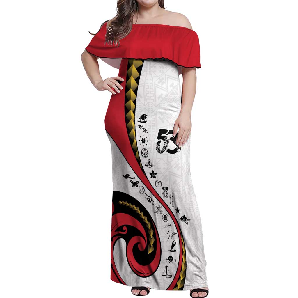 Papua New Guinea 50th Independence Anniversary Off Shoulder Maxi Dress Special Style White Version - Polynesian Pride
