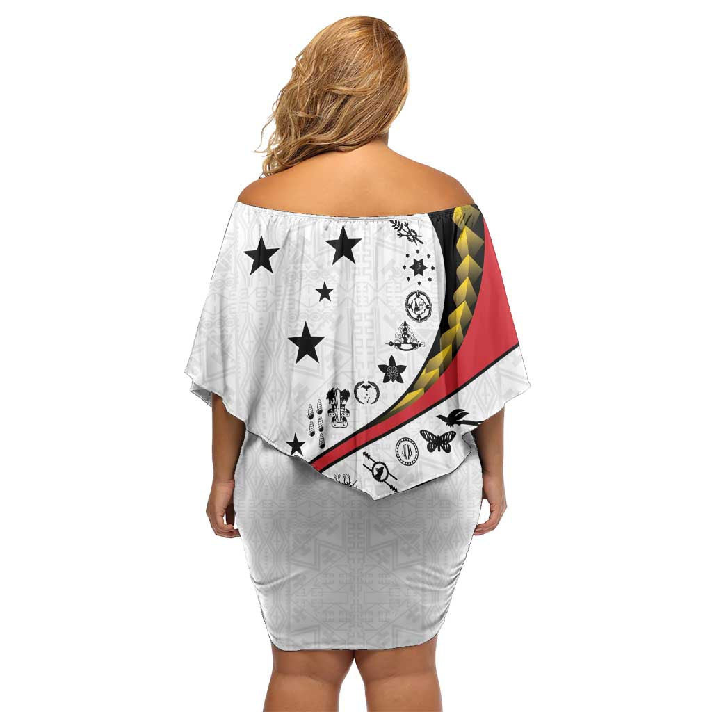 Papua New Guinea 50th Independence Anniversary Off Shoulder Short Dress Special Style White Version - Polynesian Pride