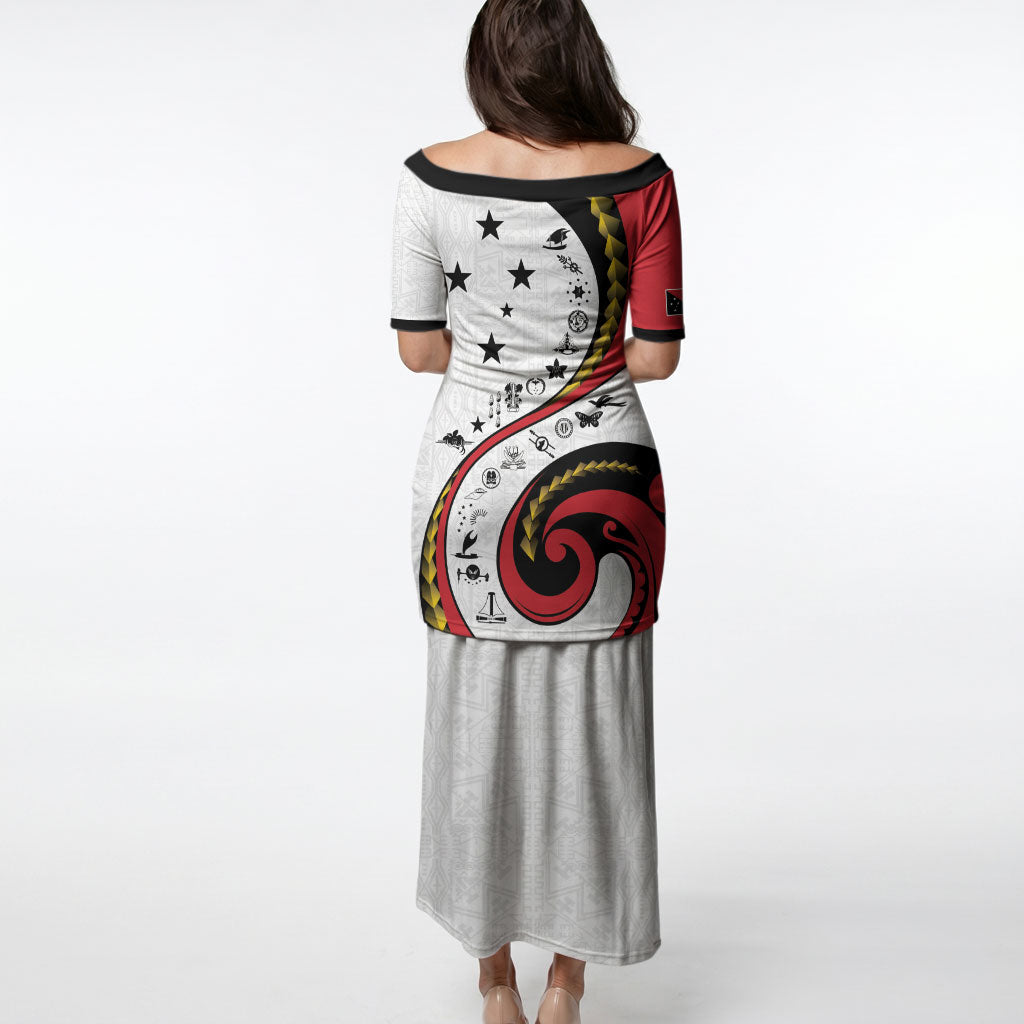 Papua New Guinea Independence Puletasi Special Style White Version LT05 - Polynesian Pride