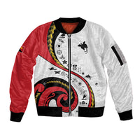 Papua New Guinea Independence Sleeve Zip Bomber Jacket Special Style White Version LT05 Unisex White - Polynesian Pride