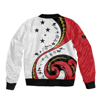 Papua New Guinea Independence Sleeve Zip Bomber Jacket Special Style White Version LT05 - Polynesian Pride