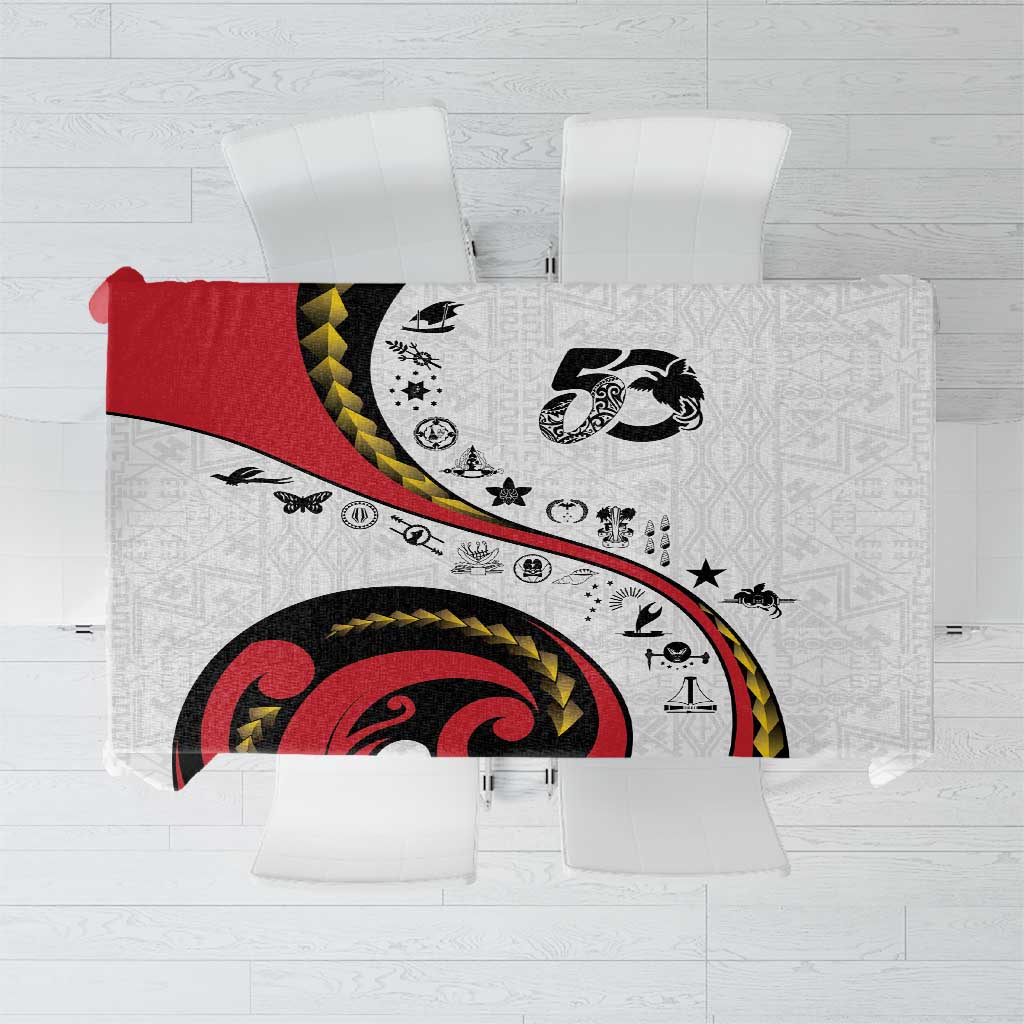 Papua New Guinea 50th Independence Anniversary Tablecloth Special Style White Version - Polynesian Pride