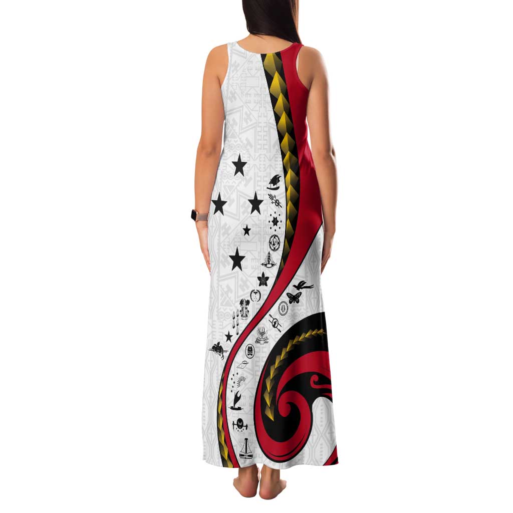 Papua New Guinea 50th Independence Anniversary Tank Maxi Dress Special Style White Version - Polynesian Pride