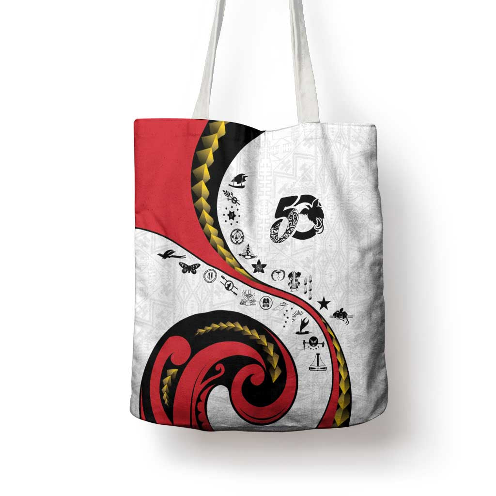 Papua New Guinea 50th Independence Anniversary Tote Bag Special Style White Version - Polynesian Pride