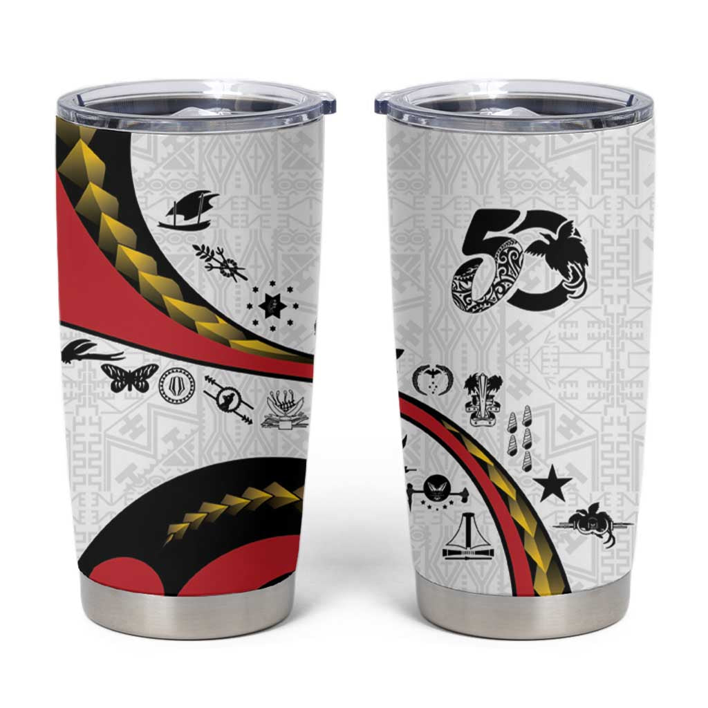 Papua New Guinea 50th Independence Anniversary Tumbler Cup Special Style White Version - Polynesian Pride