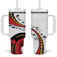 Papua New Guinea Independence Tumbler With Handle Special Style White Version LT05 One Size: 40 oz White - Polynesian Pride