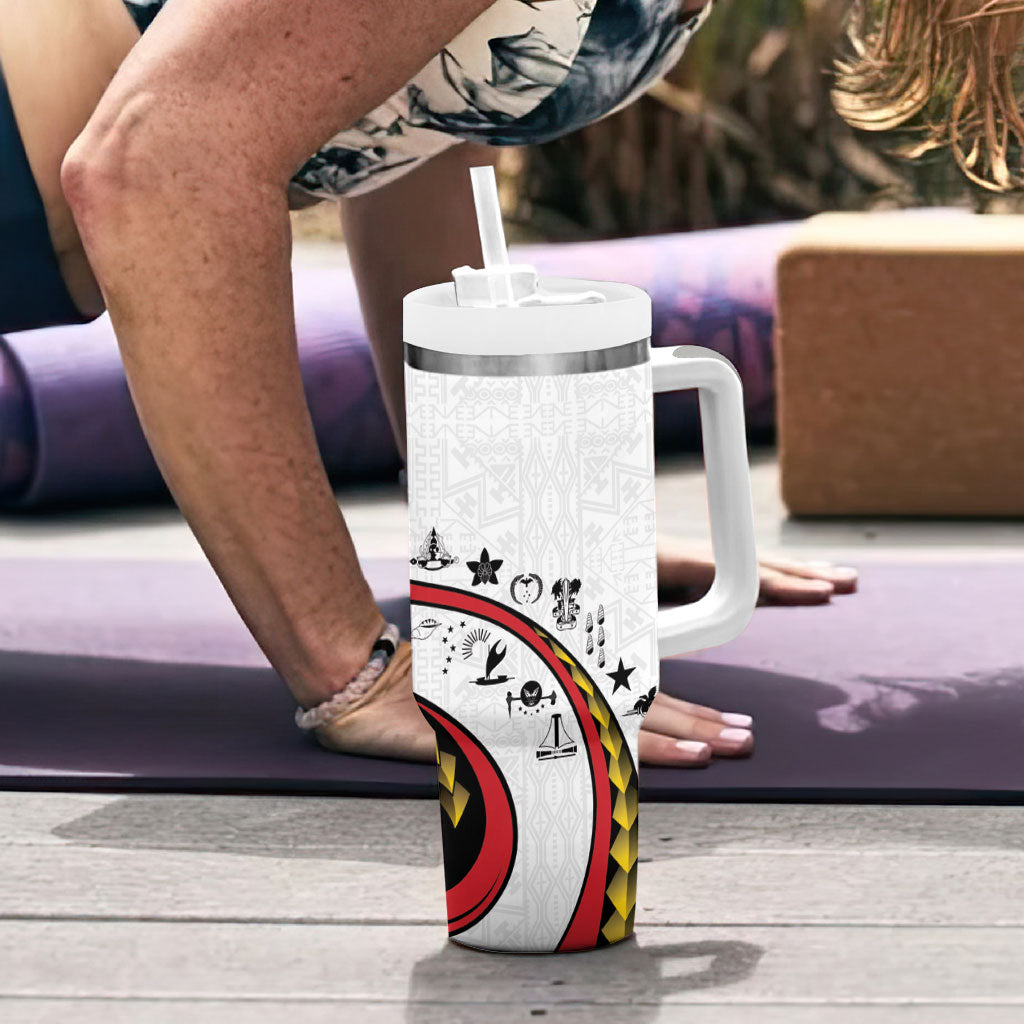 Papua New Guinea Independence Tumbler With Handle Special Style White Version LT05 - Polynesian Pride
