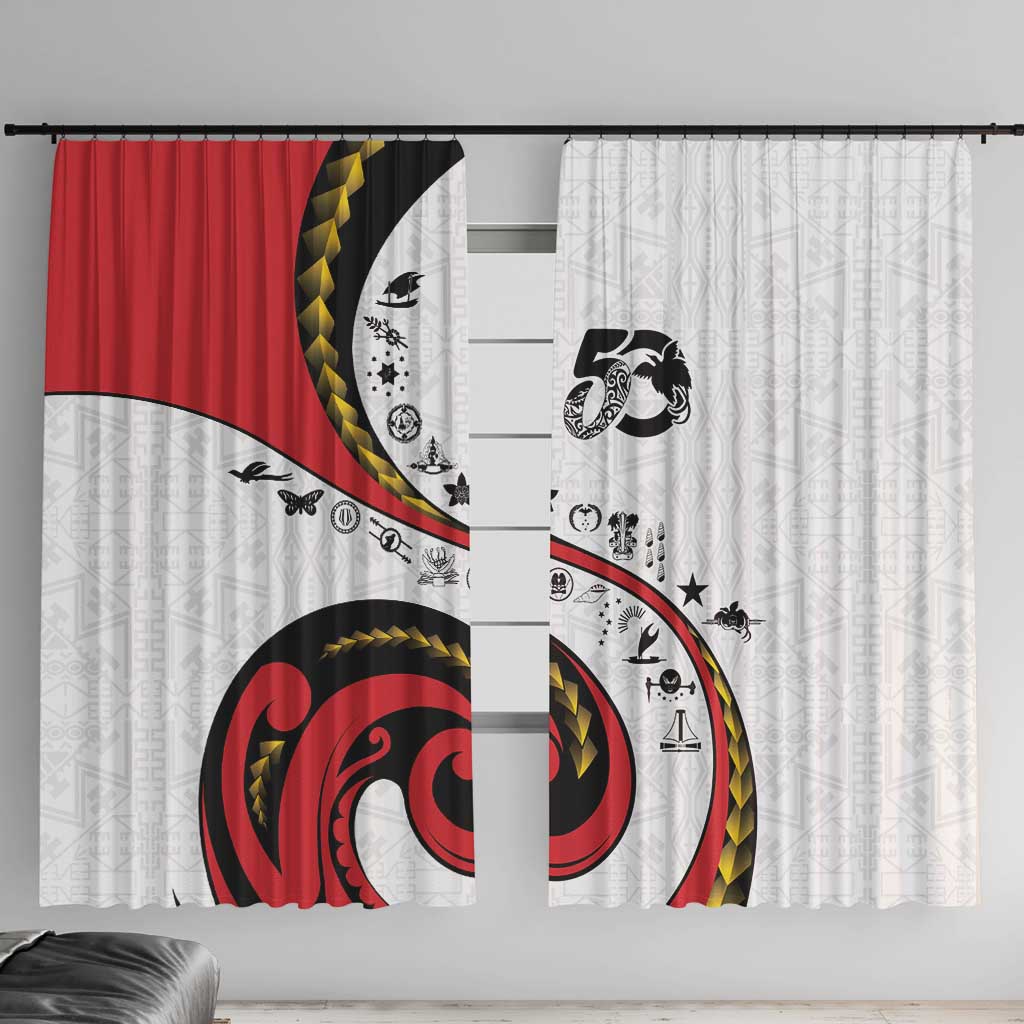 Papua New Guinea 50th Independence Anniversary Window Curtain Special Style White Version - Polynesian Pride