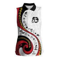 Papua New Guinea 50th Independence Anniversary Women Sleeveless Polo Shirt Special Style White Version LT05 Female White - Polynesian Pride