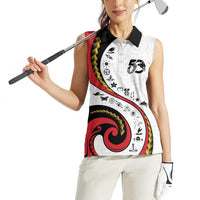 Papua New Guinea 50th Independence Anniversary Women Sleeveless Polo Shirt Special Style White Version LT05 - Polynesian Pride