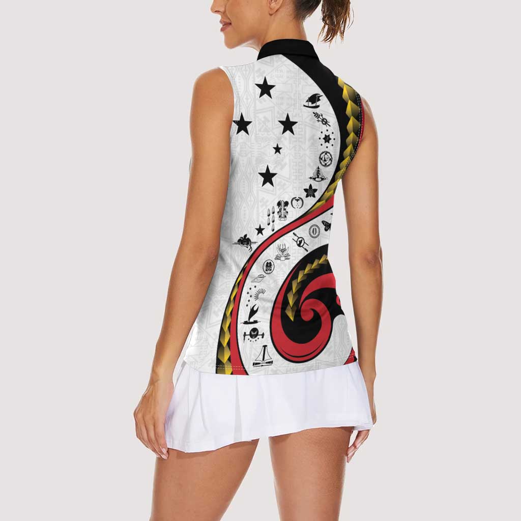 Papua New Guinea 50th Independence Anniversary Women Sleeveless Polo Shirt Special Style White Version LT05 - Polynesian Pride
