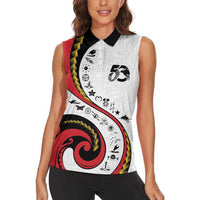 Papua New Guinea 50th Independence Anniversary Women Sleeveless Polo Shirt Special Style White Version LT05 - Polynesian Pride