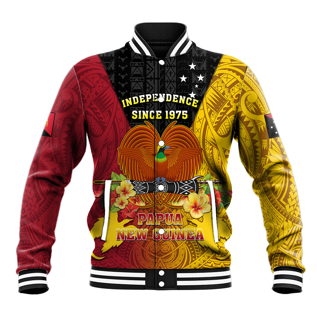 Personalized Papua New Guinea Independence Day Baseball Jacket Bird Of Paradise With Polynesian Pattern LT05 Unisex Yellow - Polynesian Pride