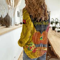 Personalized Papua New Guinea Independence Day Women Casual Shirt Bird Of Paradise With Polynesian Pattern LT05 - Polynesian Pride