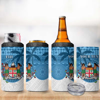 Personalised Fiji 4 in 1 Can Cooler Tumbler Coat Of Arms Tagimoucia With Fijian Tapa Pattern