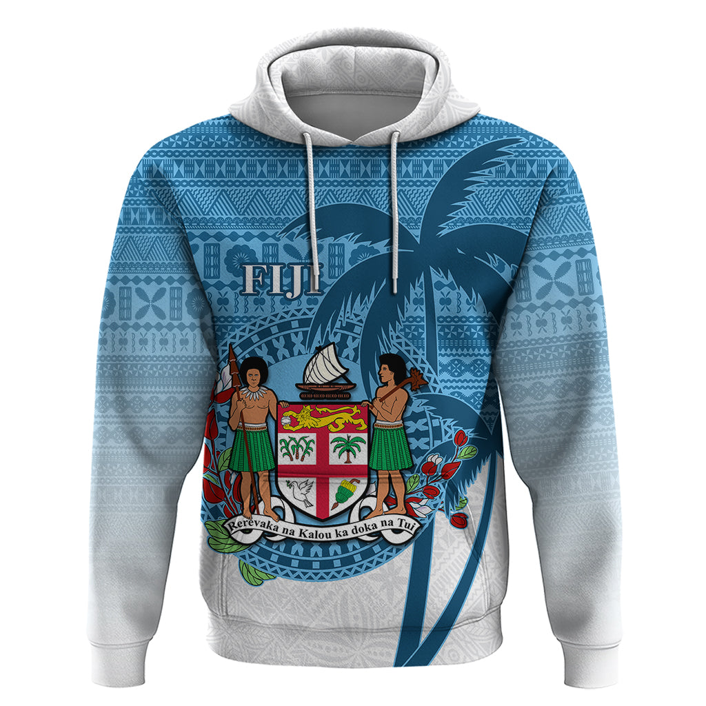 Personalized Fiji Hoodie Coat Of Arms Tagimoucia With Fijian Tapa Pattern LT05 Blue - Polynesian Pride