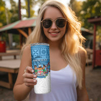 Personalised Fiji Skinny Tumbler Coat Of Arms Tagimoucia With Fijian Tapa Pattern