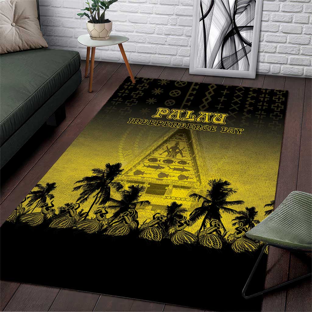 Palau Independence Day Area Rug Palauan Tattoo Pattern - Polynesian Pride