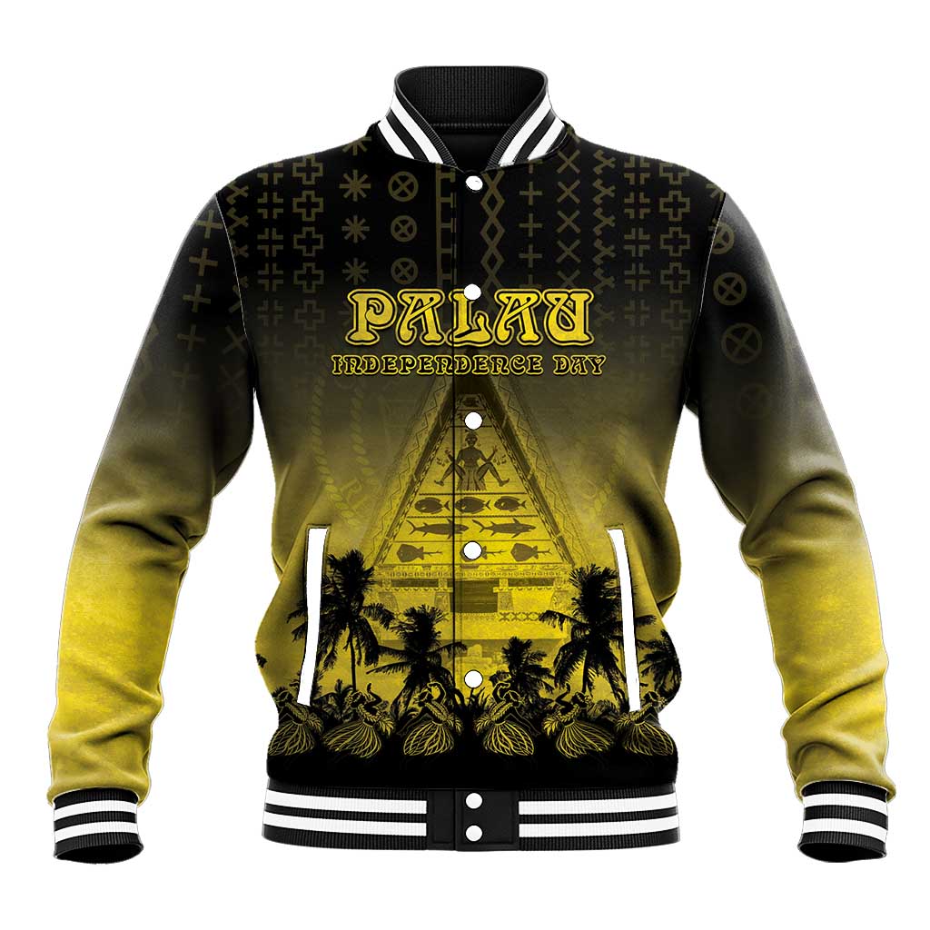 Personalised Palau Independence Day Baseball Jacket Palauan Tattoo Pattern - Polynesian Pride
