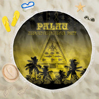 Palau Independence Day Beach Blanket Palauan Tattoo Pattern LT05 One Size 150cm Black - Polynesian Pride