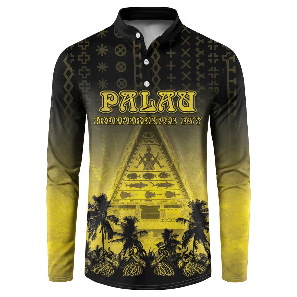 Personalised Palau Independence Day Button Sweatshirt Palauan Tattoo Pattern LT05 Black - Polynesian Pride