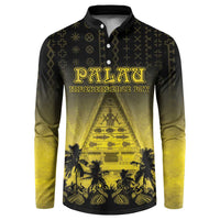 Personalised Palau Independence Day Button Sweatshirt Palauan Tattoo Pattern LT05 Black - Polynesian Pride