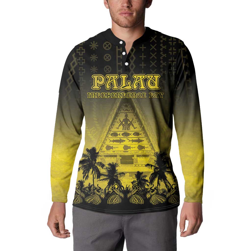 Personalised Palau Independence Day Button Sweatshirt Palauan Tattoo Pattern LT05 - Polynesian Pride