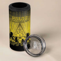 Personalised Palau Independence Day 4 in 1 Can Cooler Tumbler Palauan Tattoo Pattern - Polynesian Pride