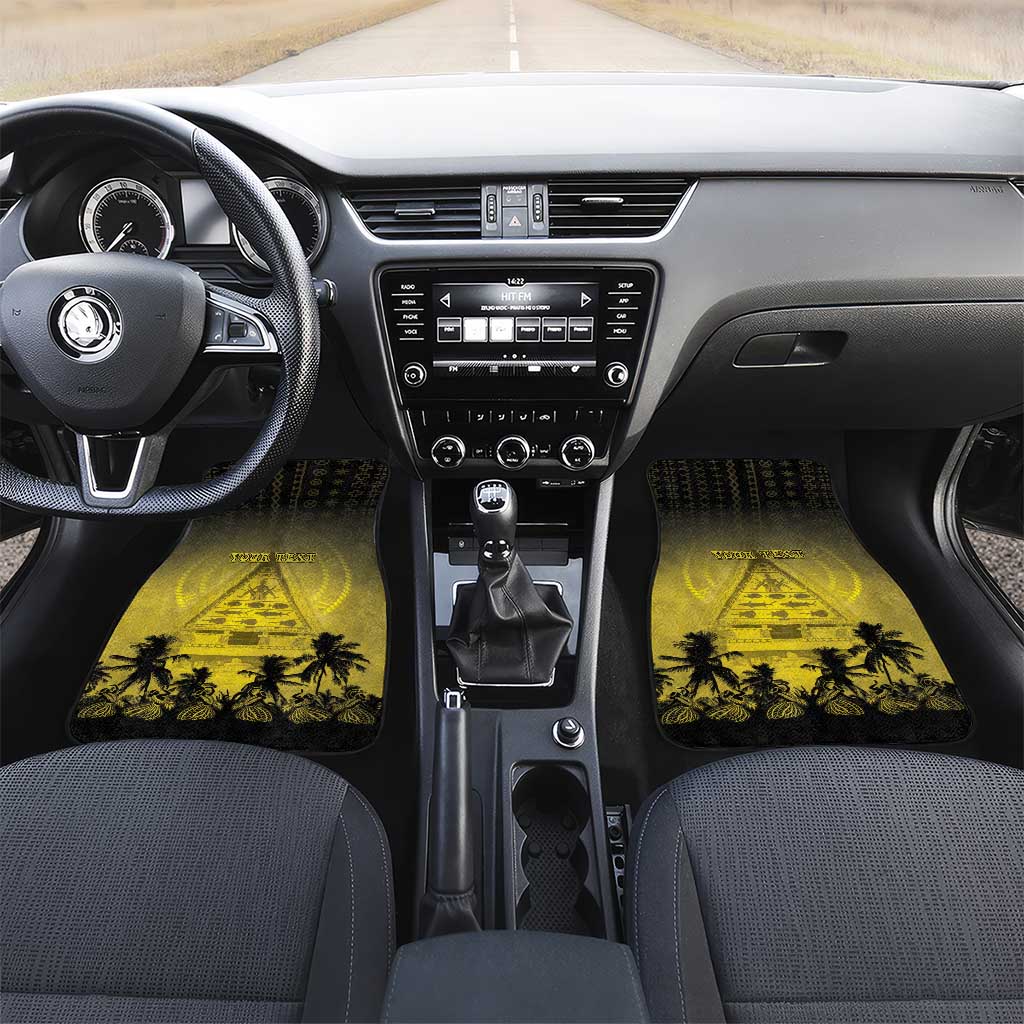 Palau Independence Day Car Mats Palauan Tattoo Pattern LT05 Set 2pcs - Front Black - Polynesian Pride