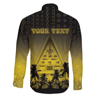 Personalised Palau Independence Day Family Matching Off The Shoulder Long Sleeve Dress and Hawaiian Shirt Palauan Tattoo Pattern - Polynesian Pride