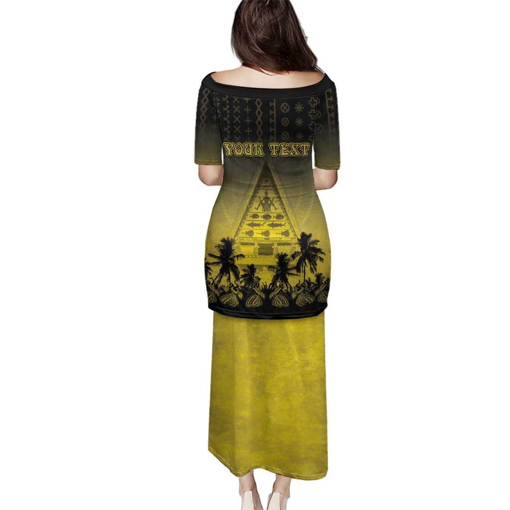 Personalised Palau Independence Day Family Matching Puletasi and Hawaiian Shirt Palauan Tattoo Pattern LT05 - Polynesian Pride